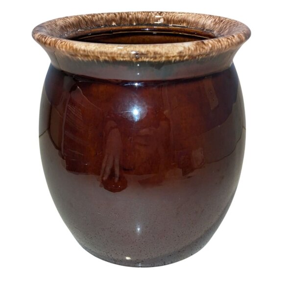 Hull Cookie Jar with Lid Oven Proof Brown Drip Glazed Ceramic Pottery with Lid - Picture 3 of 16